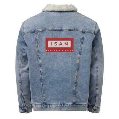 ISAN Unisex Denim Sherpa Red Jacket